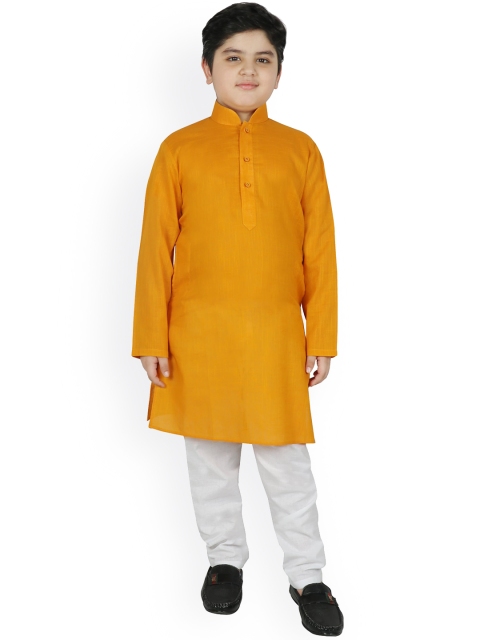 

SG YUVRAJ Boys Mustard Yellow Pure Cotton Kurta with Pyjamas