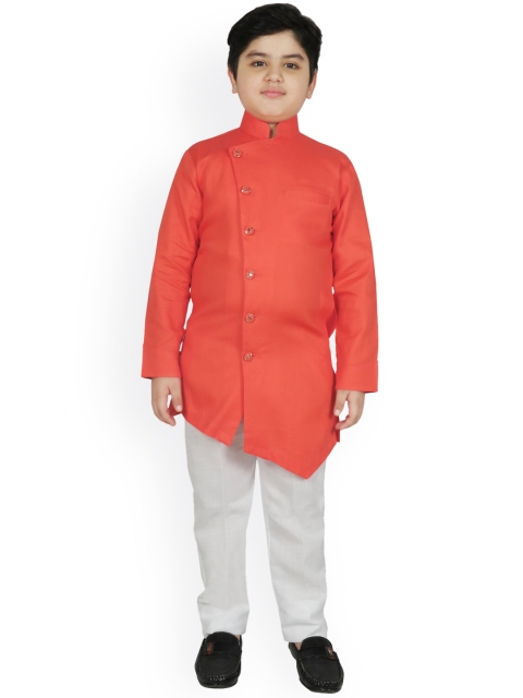 

SG YUVRAJ Boys Orange Angrakha Kurta with Salwar