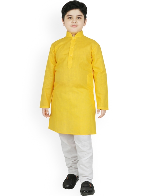 

SG YUVRAJ Boys Yellow Pure Cotton Kurta with Pyjamas
