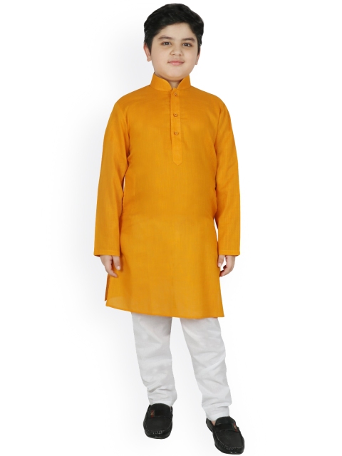 

SG YUVRAJ Boys Mustard Yellow Pure Cotton Kurta with Pyjamas