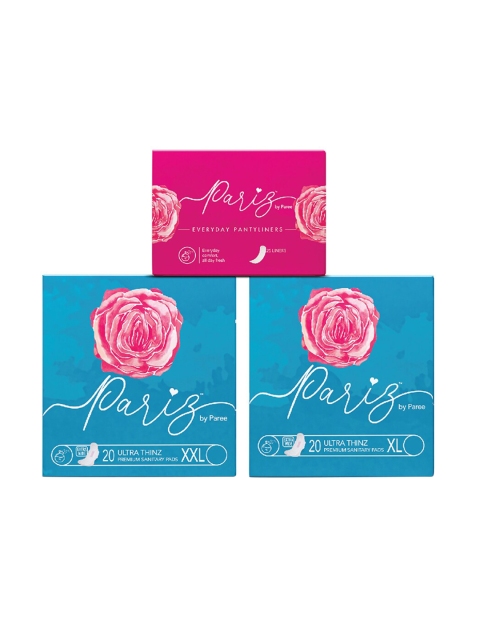 

Paree Set of 20 XL & 20 XXL Ultra Thinz Sanitary Pads with 25 Panty Liners, Pink