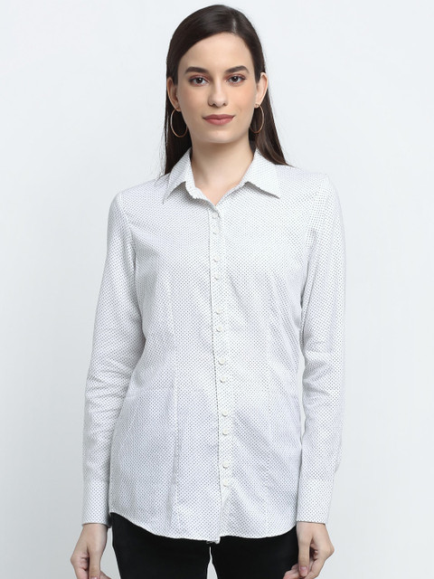 

THE UKKIYO LIFE Women White Printed Casual Shirt