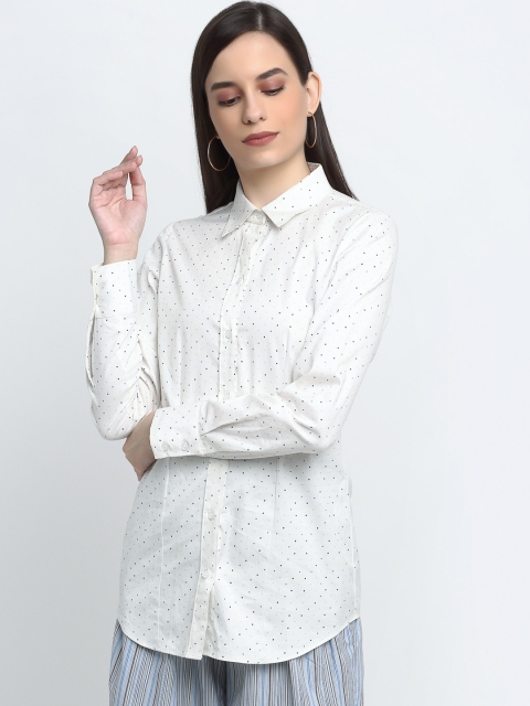 

THE UKKIYO LIFE Women White Printed Casual Shirt