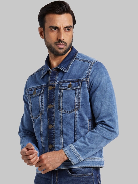

Parx Men Blue Washed Denim Jacket