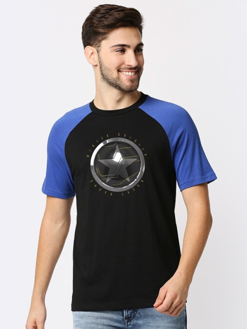 

Bewakoof Men Black Printed Colourblocked T-shirt