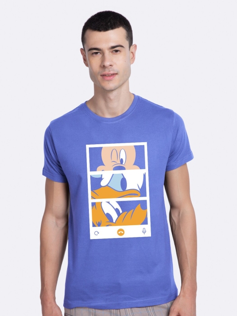 

Bewakoof Men Blue Mickey Trio Call Printed T-shirt