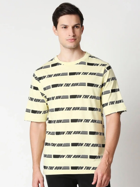 

Bewakoof Men Yellow Typography Printed T-shirt