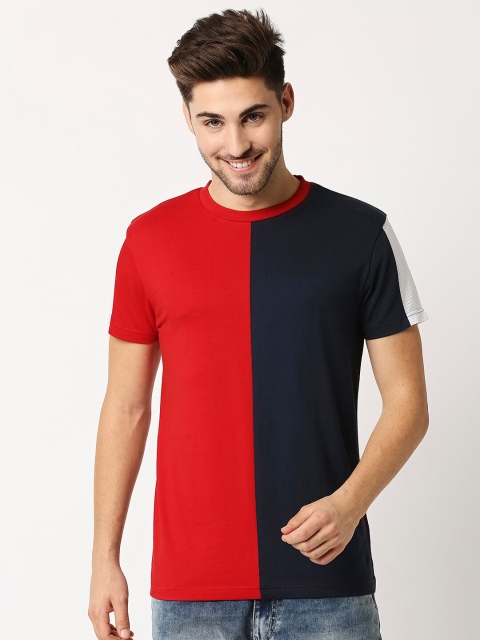 

Bewakoof Men Red And Black Colourblocked T-shirt