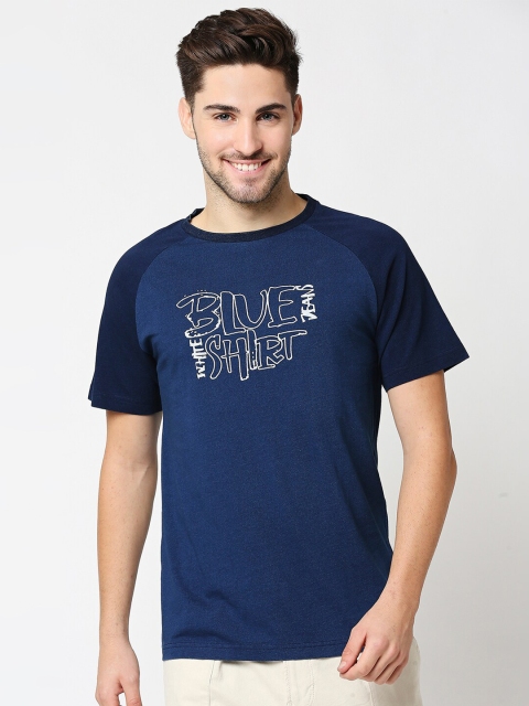 Bewakoof Men Blue Typography Printed T-shirt