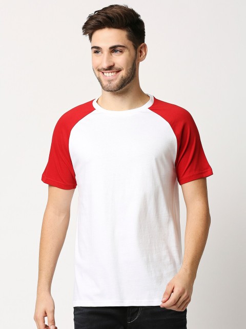 

Bewakoof Men White And Red Colourblocked T-shirt