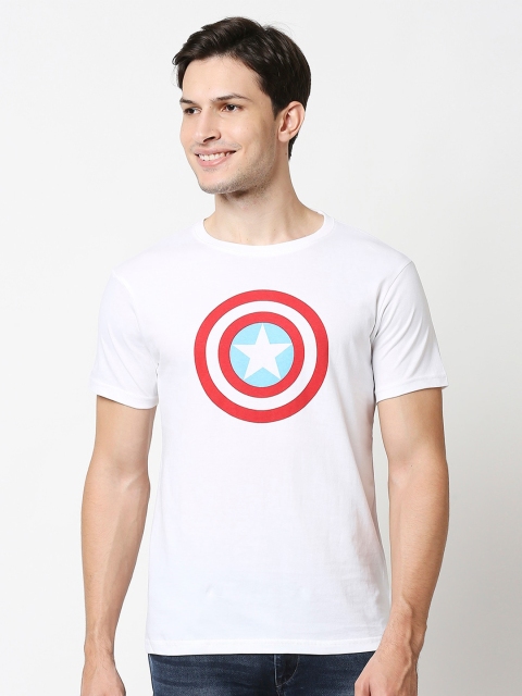 

Bewakoof Men White & Red Printed Applique T-shirt