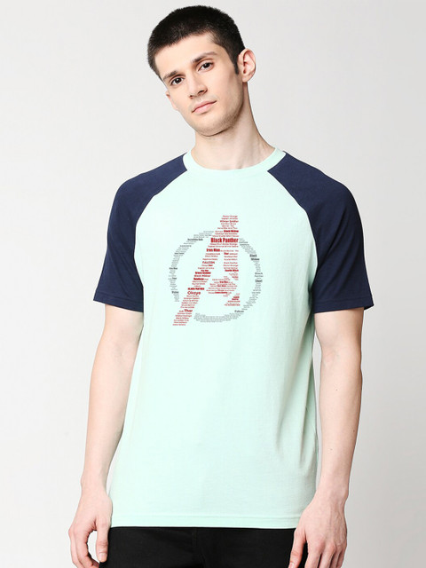 

Bewakoof Men Blue Typography Printed & Colourblocked T-shirt