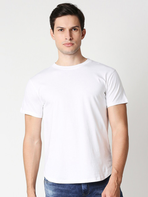 

Bewakoof Men White Pure Cotton Soild Round Neck T-shirt