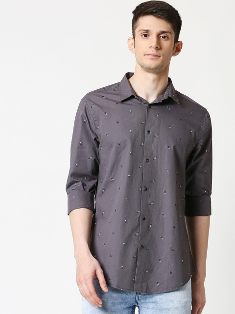 

Bewakoof Men Grey Pure Cotton Printed Casual Shirt