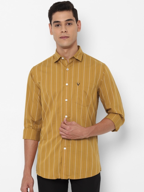 

Allen Solly Men Khaki Pure Cotton Slim Fit Vertical Striped Casual Shirt