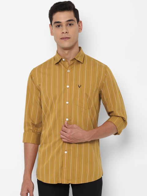 

Allen Solly Men Khaki Pure Cotton Slim Fit Vertical Striped Casual Shirt