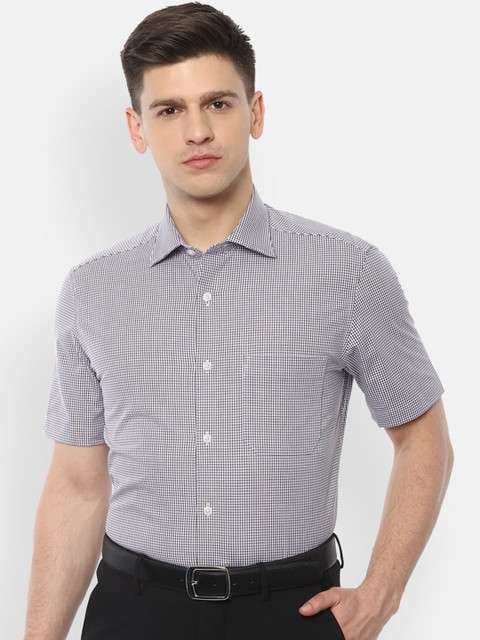 

Louis Philippe Men White Micro Checks Checked Casual Shirt