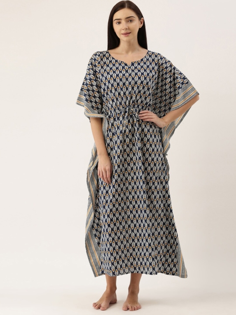 

Bannos Swagger Navy Blue Printed Maxi Nightdress