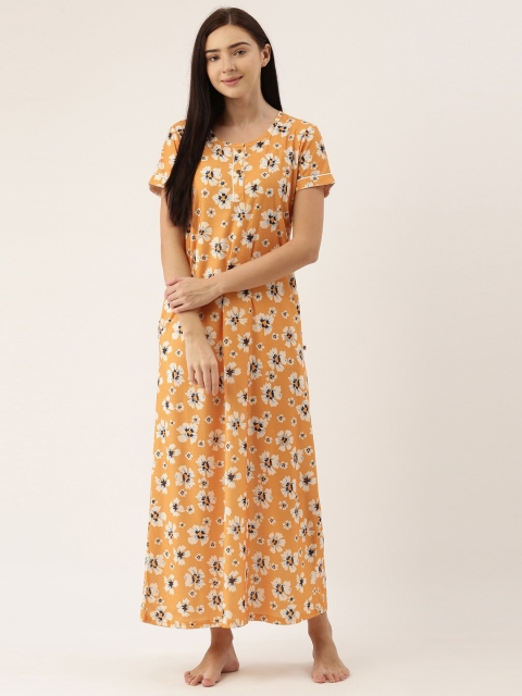 

Bannos Swagger Yellow Printed Maxi Nightdress