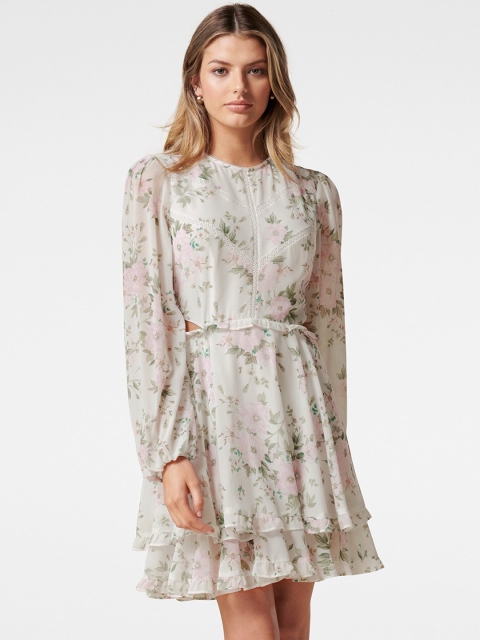 

Forever New Women Liberty Bloom Off-White Floral Printed Fit & Flare Dress