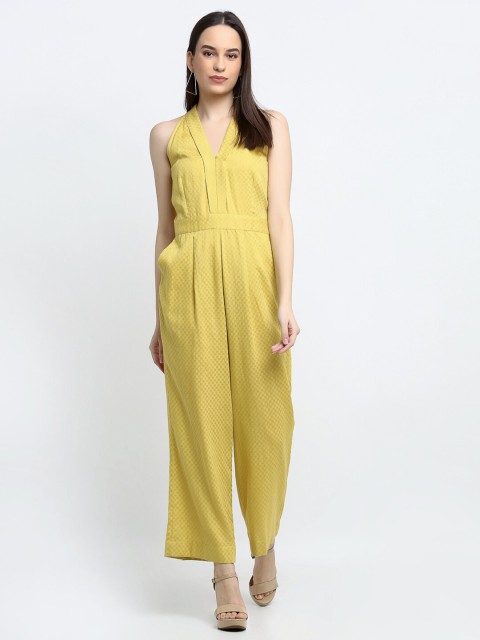 

THE UKKIYO LIFE Women Yellow Basic Jumpsuit