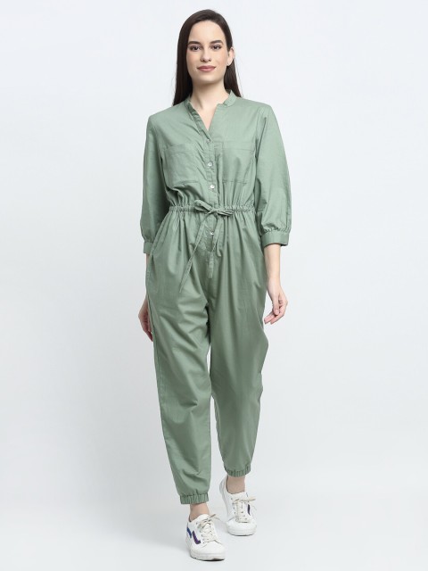 

THE UKKIYO LIFE Women Olive Green Basic Jumpsuit
