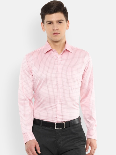 

Van Heusen Men Pink Grid Tattersall Checks Checked Casual Shirt