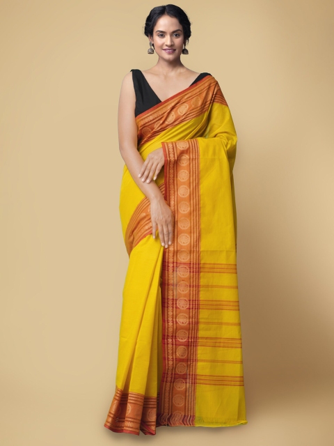 

Unnati Silks Yellow & Orange Woven Design Pure Cotton Chettinad Saree