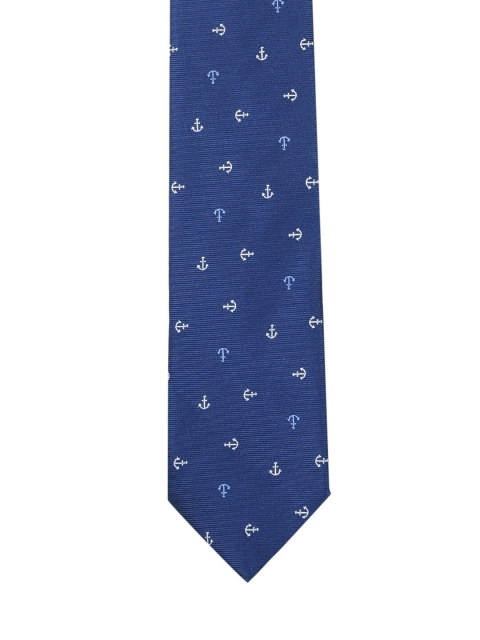 

Tossido Men Blue & White Woven Design Skinny Tie