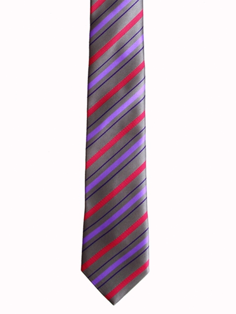 

Tossido Men Grey & Pink Striped Skinny Tie