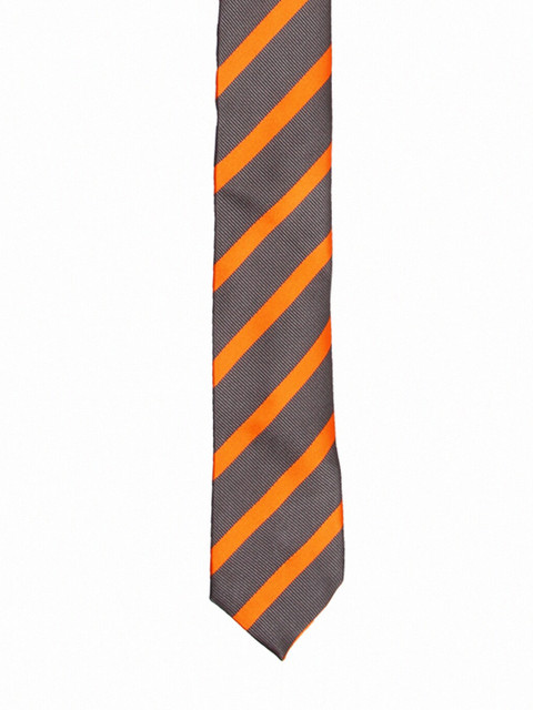 

Tossido Men Grey & Orange Striped Skinny Tie