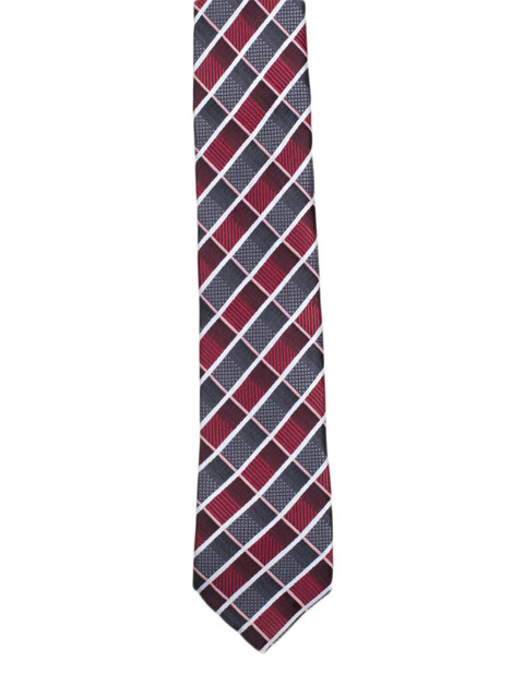 

Tossido Men Grey & Maroon Checked Skinny Tie