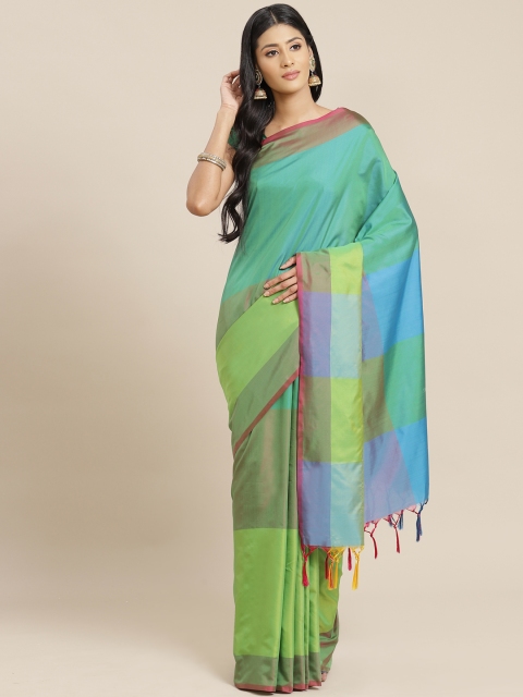 

OM SAI LATEST CREATION Green & Blue Colourblocked Saree
