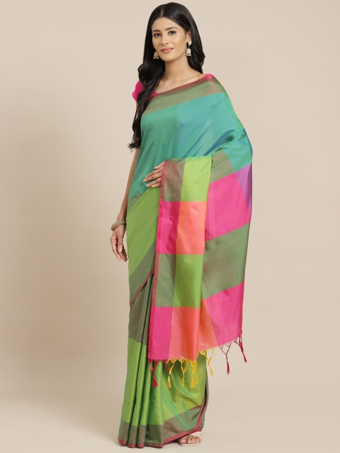 

OM SAI LATEST CREATION Green & Blue Colourblocked Saree