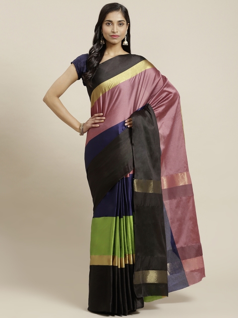 

OM SAI LATEST CREATION Mauve & Green Colourblocked Jaali Kanjeevaram Saree