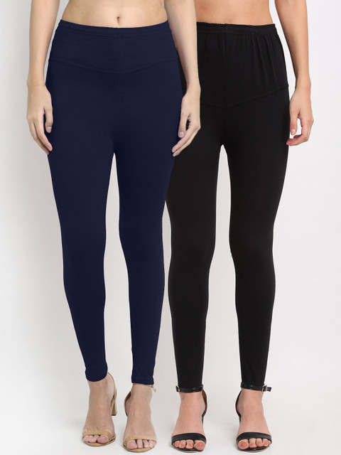 

NEUDIS Women Pack Of 2 Ankle-Length Leggings, Navy blue