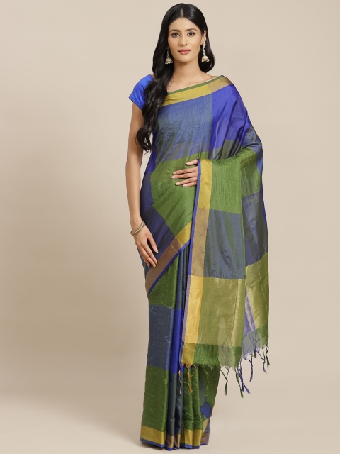 

OM SAI LATEST CREATION Blue & Green Colourblocked Saree