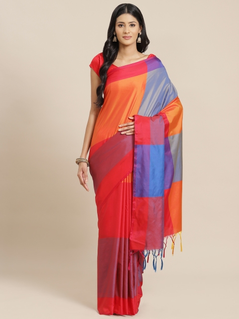 

OM SAI LATEST CREATION Red & Orange Colourblocked Saree