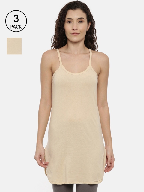 

GOLDSTROMS Women Pack Of 3 Nude-Coloured Solid Cotton Camisoles