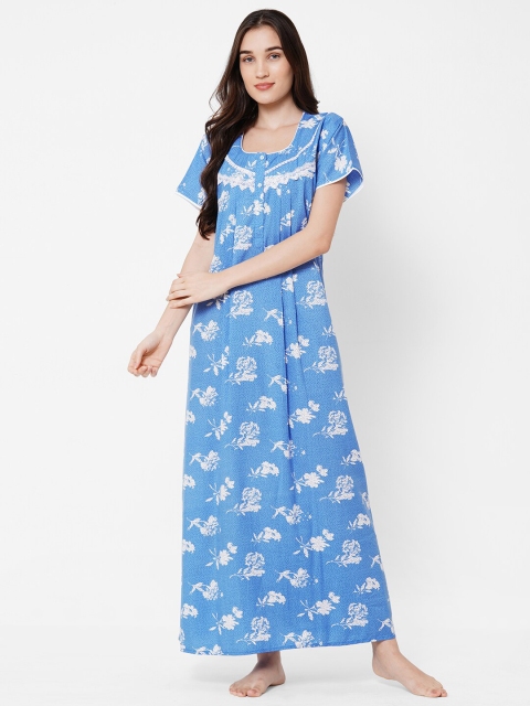 

Sweet Dreams Blue & White Printed Maxi Nightdress