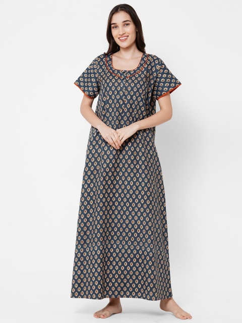 

Sweet Dreams Blue Printed Maxi Nightdress