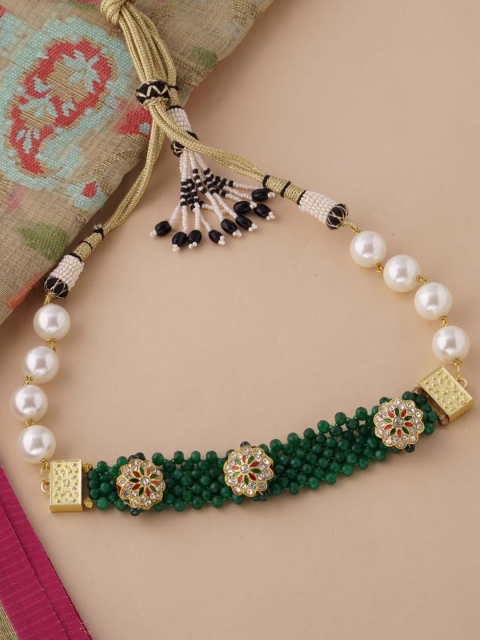 

Tistabene Gold-Toned & Green Gold-Plated Choker Necklace