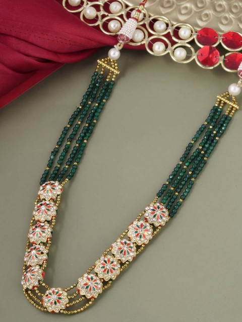 

Tistabene Gold-Toned & Green Gold-Plated Enamelled Necklace