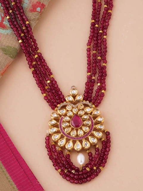 

Tistabene Gold-Toned & Red Gold-Plated Layered Necklace