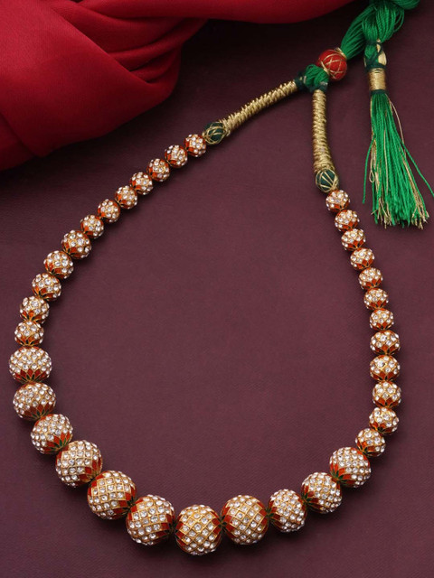 

Tistabene Gold-Toned & White Gold-Plated Enamelled Necklace