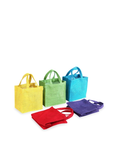 

earthbags Set of 5 Shopper Jute Tote Bags, Blue