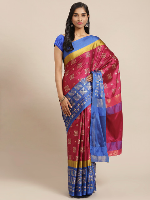 

OM SAI LATEST CREATION Magenta & Blue Printed Saree