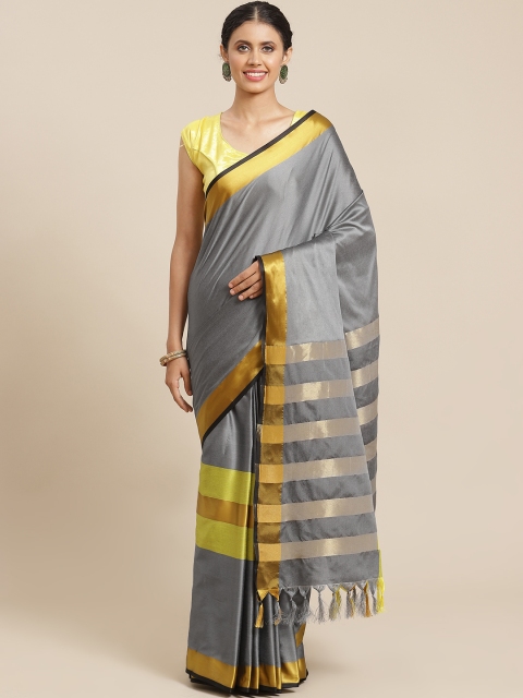 

OM SAI LATEST CREATION Grey Solid Saree