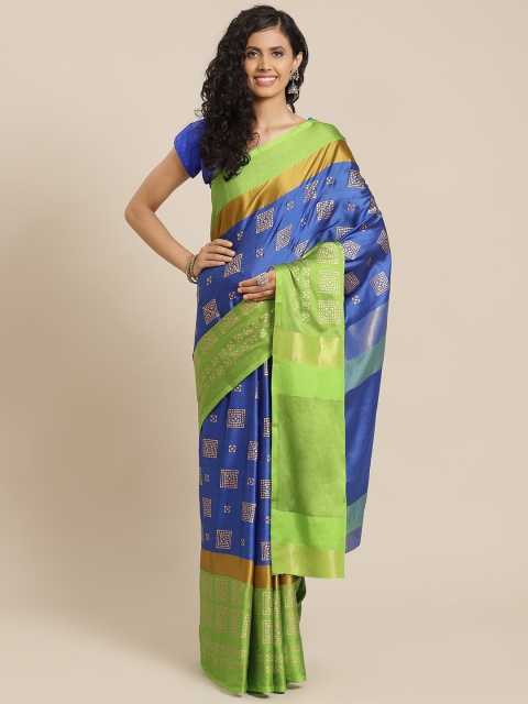 

OM SAI LATEST CREATION Blue & Green Printed Saree