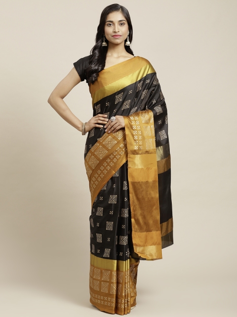 

OM SAI LATEST CREATION Black & Golden Printed Saree